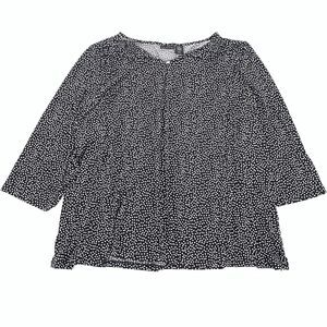 Tahari Polka Dot Print 3/4 Sleeve Blouse Size 3X Womens Black White Plus Top